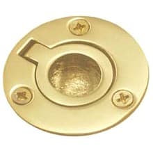 1" Round Flush Ring Pull, Polished Brass