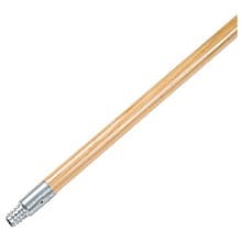 Boardwalk 60" Metal Tip Threaded Hardwood Broom Handle, Natural