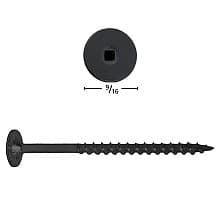 3" x 8 Power Head Square Drive Wood Screw, #10 Thread and T17 Self-Tapping Point, Black Oxide, Pack of 1500