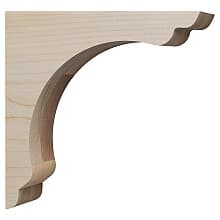 10" x 10" Corbel Scalloped Overhang Bar Bracket, Unfinished