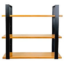 32" 3-Tier Black Hanging Shelf System, Teak Finish