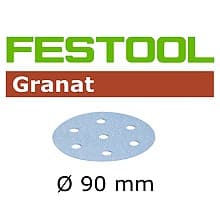 3-1/2" Hook & Loop 9 Holes Abrasive Granat D90 Sanding Disc, Aluminum Oxide on Paper (50/Box)