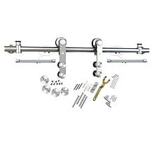 6.5' Round Rail Barn Door Hardware Kit with Soft-Close, Surface Mount, Stainless Steel Finish