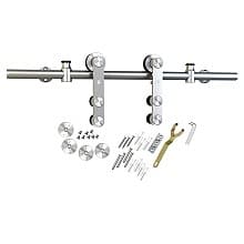 6.5' Round Rail Barn Door Hardware Kit, Surface Mount, Stainless Steel Finish