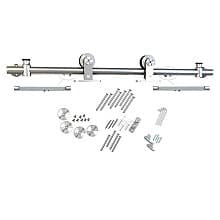 6.5' Round Rail Barn Door Hardware Kit with Soft-Close, Top Mount, Stainless Steel Finish