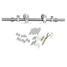 6.5' Round Rail Barn Door Hardware Kit, Top Mount, Stainless Steel Finish