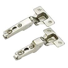 Nexis 110° Opening Hinge, 42mm Bore Pattern, Soft-Closing, Half Overlay, Nickel-Plated, Dowelled