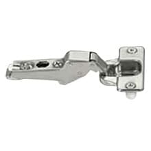 Nexis 110° Opening Hinge, 45mm Bore Pattern, Soft-Closing, Half Overlay, Nickel-Plated, Dowelled