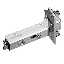 Tiomos 120° Opening Hinge, 42mm/45mm Bore Pattern, Soft-Closing, Half Overlay, Nickel-Plated, Impresso