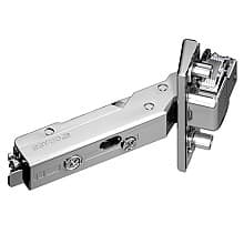 Tiomos -45° Angled Corner 120° Opening Hinge, 42/45mm Boring Pattern, Soft-Closing, Overlay, Nickel-Plated, Impresso