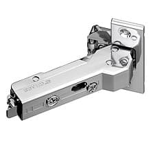 Tiomos Positive Angle Corner 110˚ Opening Hinge, 45mm Boring Pattern, Soft-Closing, Overlay