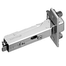 Tiomos 120° Opening Hinge, 45mm Bore Pattern, Soft-Closing, Overlay, Nickel-Plated, Dowelled