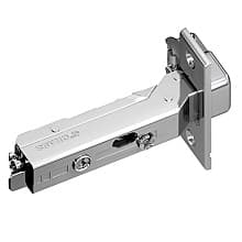 Tiomos 95° Opening Thick Door Hinge, 45mm Bore Pattern, Soft-Closing, Full Overlay, Nickel-Plated, Screw-On