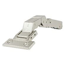 Tiomos M0 125° Opening Thick Door Hinge, 45mm Bore Pattern, Soft-Closing, Variable Overlay, Nickel-Plated, Screw-On