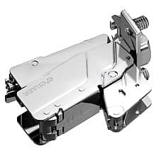 Tiomos 160° Opening Hinge, 42mm Bore Pattern, Soft-Closing, Half Overlay, Nickel-Plated, Dowelled