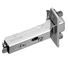 Tiomos 95° Opening Thick Door Hinge, 42mm Bore Pattern, Self-Closing, Full Overlay, Nickel-Plated, Dowelled