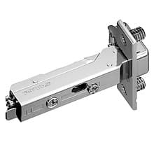 Tiomos 95° Opening Thick Door Hinge, 42mm Bore Pattern, Self-Closing, Overlay, Nickel-Plated, Dowelled