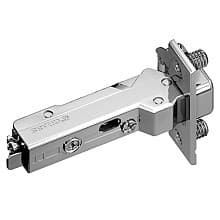 Tiomos 95° Opening Thick Door Hinge, 42mm Bore Pattern, Self-Closing, Half Overlay, Nickel-Plated, Dowelled