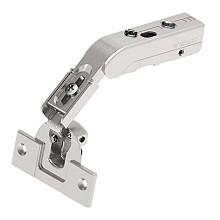 Tiomos Pie-Cut Corner 110&#730; Opening Hinge, 45mm Bore Pattern, Self-Closing, Nickel-Plated