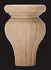 3-1/4" Wide x 4-3/4" High Reeded Tulip Bun Foot, Hardwood