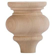 3-5/8" Wide x 4" High Marseille Bun Foot, Maple