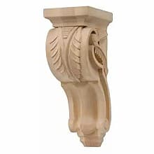 6" Palms Hand Carved Corbel, Linden