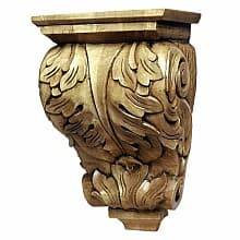 8-3/4" Acanthus Grande Hand Carved Corbel, Oak