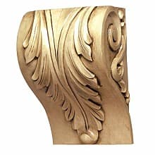 7" Acanthus Block Hand Carved Corbel, Oak