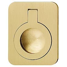 47mm x 60mm Inset Ring Handle Pull, Brushed Brass
