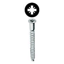 #5 x 38mm Countersunk Head Confirmat Screw, Pozi Drive Coarse Thread and Blunt Point, Zinc, by Hafele