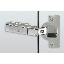 Intermat 125° Opening Hinge, 45mm Boring Pattern, Self-Closing, Overlay, Nickel-Plated, Expando