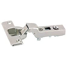 Intermat 9936 95° Opening Hinge, 45mm Bore Pattern, Self-Closing, Half Overlay, Nickel-Plated, Screw-On