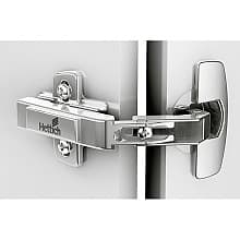 Intermat 50°/65° Opening Hinge, 45mm Bore Pattern, Overlay, Nickel-Plated, Dowelled