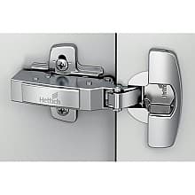 Sensys 95° Opening Thick Door Hinge, 45mm Boring Pattern, Self-Closing, Overlay, Nickel-Plated, Dowelled