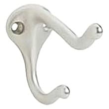 Double Prong Coat/Hat Hook, Satin Chrome