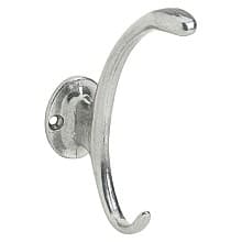 1-3/4" Double Prong Coat/Hat Hook, Bright Chrome Finish