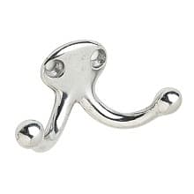 1-1/16" Double Wardrobe Hook, Bright Nickel Finish