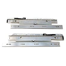 Lateral Drawer Slide 150lb Capacity, Full Extension with 1/2" Overtravel, Side-Mount, Zinc