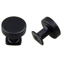 32mm Vail/Manhattan Round Flat Top Knob, Matte Black