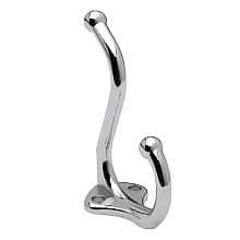 Double Prong Coat Hook, Polished Chrome