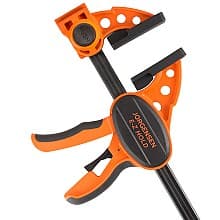 One Handed E-Z Hold Expandable Bar Clamp with Grip lever Handle, 3-3/8" Throat Depth