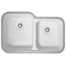 A-350 Acrylic Undermount Double Bowl Kitchen Sink, 32-1/4" x 21" x 8-1/2", White