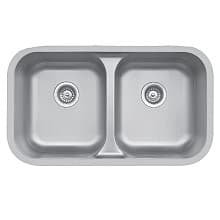 Edge 300 Stainless Steel Undermount 18G Double Bowl Kitchen Sink, 32-3/8" x 19" x 8-1/2