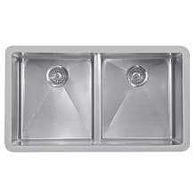 Edge 500 Stainless Steel Undermount 18G Double Bowl Kitchen Sink, 33-7/8" x 19-1/2" x 9