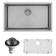 EL-75 Stainless Steel Undermount 16G Large Single Bowl Kitchen Sink Kit, 30" x 18" x 10