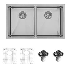 EL-76 Stainless Steel Undermount 16G Double Bowl Kitchen Sink Kit, 32" x 19" x 10