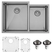 EL-78R Stainless Steel Undermount 16G Double Bowl 60/40 Kitchen Sink Kit, 33" x 22" x 10