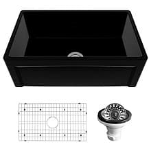 Fireclay Single Bowl Panel Front Farmhouse Kitchen Sink Kit with Reversible Apron Front, 30" x 18" x 10"