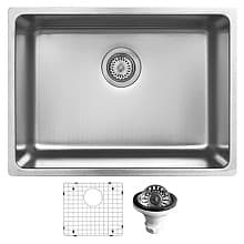 Novaro Stainless Steel Undermount 18G Single Bowl Kitchen Sink, 23-1/8" x 17" x 5-1/2"