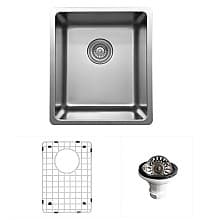 Novaro Stainless Steel Undermount 18G Single Bowl Bar/Prep Sink Kit, 15" x 17-1/4" x 9"